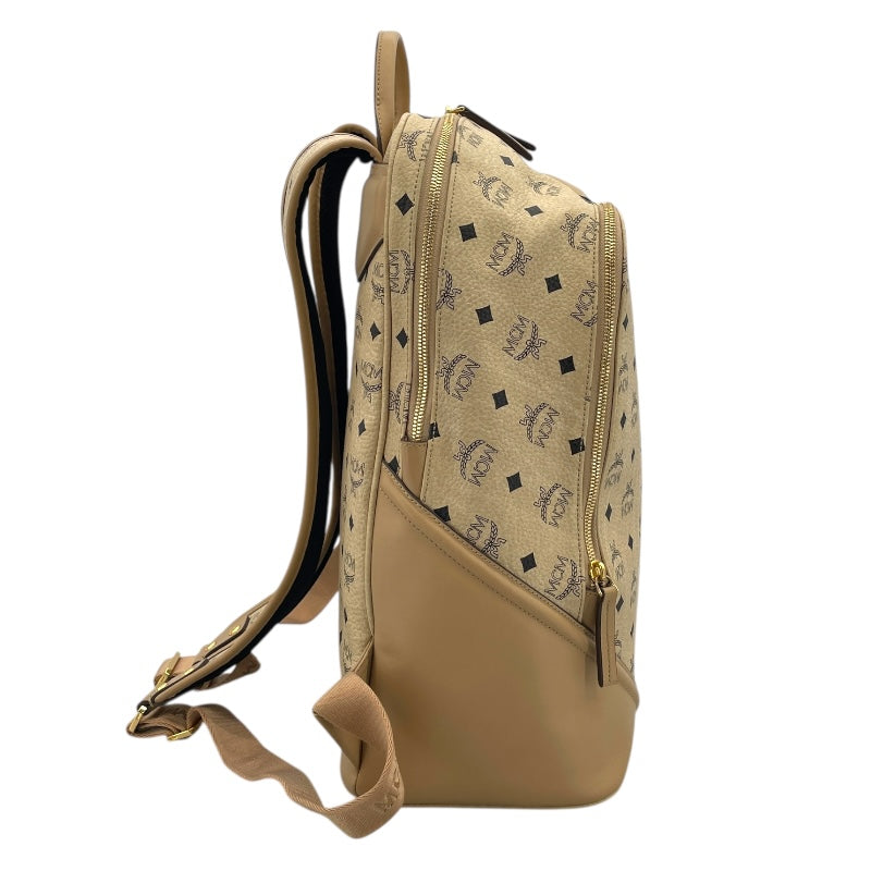 エム・シー・エム MCM ヴィセトスキャンパス バックパック ベージュ×GD金具 PVCキャンバス/レザー メンズ リュック・デイパック