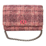 シャネル CHANEL 2.55 チェーンウォレット A70328 ピンク シルバー金具 ツイード レディース ショルダーバッグ