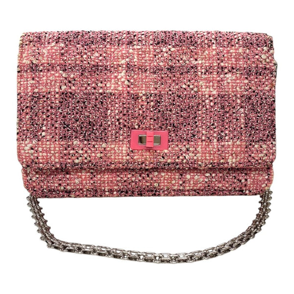 シャネル CHANEL 2.55 チェーンウォレット A70328 ピンク シルバー金具 ツイード レディース ショルダーバッグ