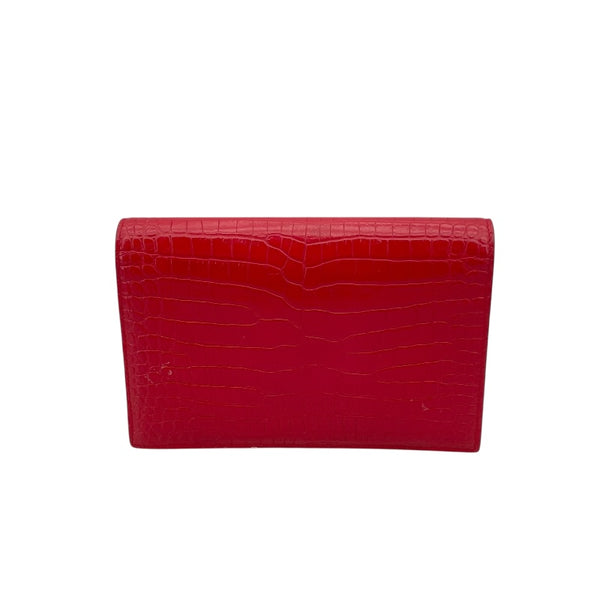 サンローラン SAINT LAURENT ケイト チェーンウォレット 452159 レッド×SV金具 型押しレーザー レディース ショルダーバッグ