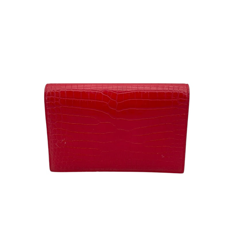 サンローラン SAINT LAURENT ケイト チェーンウォレット 452159 レッド×SV金具 型押しレーザー レディース ショルダーバッグ