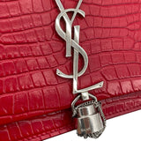 サンローラン SAINT LAURENT ケイト チェーンウォレット 452159 レッド×SV金具 型押しレーザー レディース ショルダーバッグ