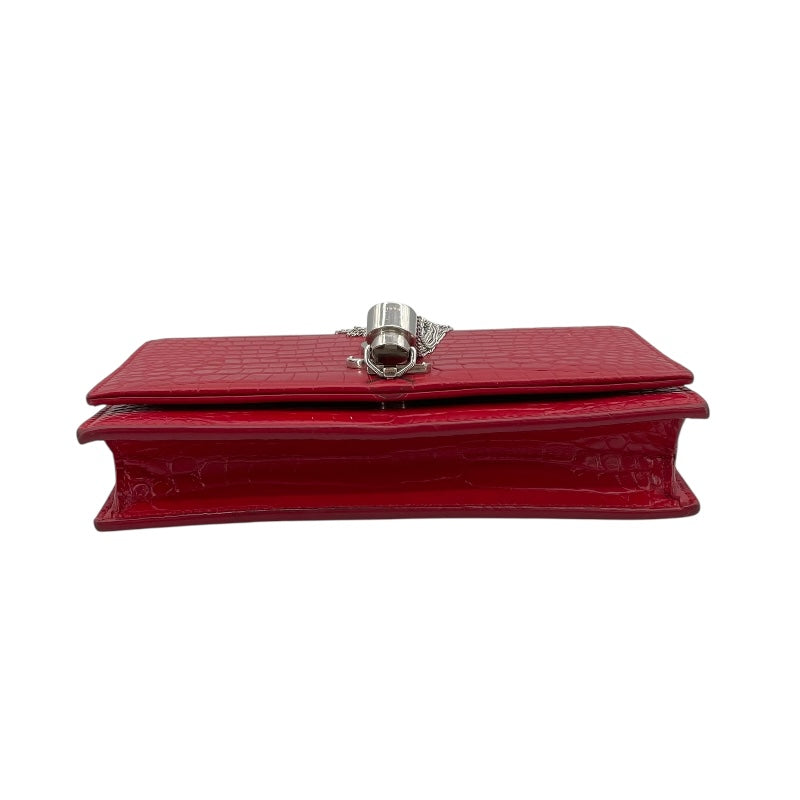 サンローラン SAINT LAURENT ケイト チェーンウォレット 452159 レッド×SV金具 型押しレーザー レディース ショルダーバッグ