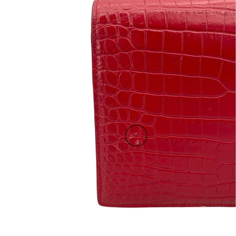 サンローラン SAINT LAURENT ケイト チェーンウォレット 452159 レッド×SV金具 型押しレーザー レディース ショルダーバッグ