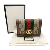 グッチ GUCCI オフィディア　ＧＧミニウォレット 523155 ブラウン　ゴールド金具 GGスプリーム ユニセックス 二つ折り財布