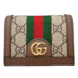 グッチ GUCCI オフィディア　ＧＧミニウォレット 523155 ブラウン　ゴールド金具 GGスプリーム ユニセックス 二つ折り財布