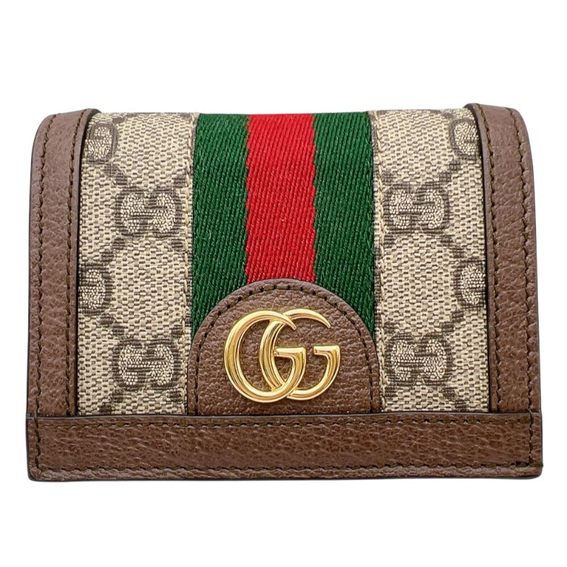 グッチ GUCCI オフィディア　ＧＧミニウォレット 523155 ブラウン　ゴールド金具 GGスプリーム ユニセックス 二つ折り財布