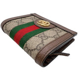 グッチ GUCCI オフィディア　ＧＧミニウォレット 523155 ブラウン　ゴールド金具 GGスプリーム ユニセックス 二つ折り財布