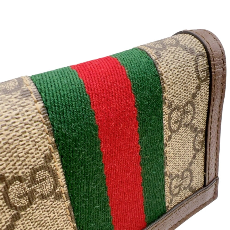 グッチ GUCCI オフィディア　ＧＧミニウォレット 523155 ブラウン　ゴールド金具 GGスプリーム ユニセックス 二つ折り財布