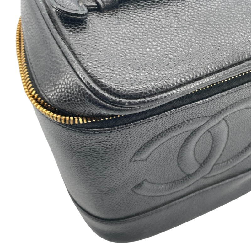 シャネル CHANEL バニティ A01998 5番台 ブラック GD金具 キャビアスキン レディース ハンドバッグ