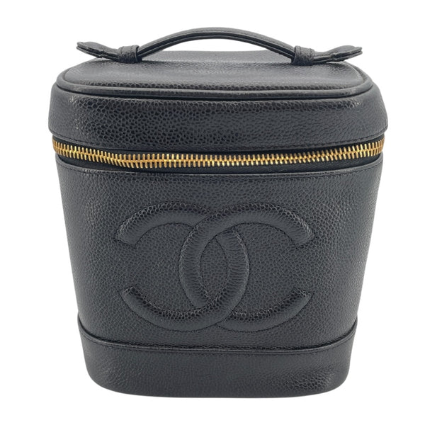 シャネル CHANEL バニティ A01998 5番台 ブラック GD金具 キャビアスキン レディース ハンドバッグ