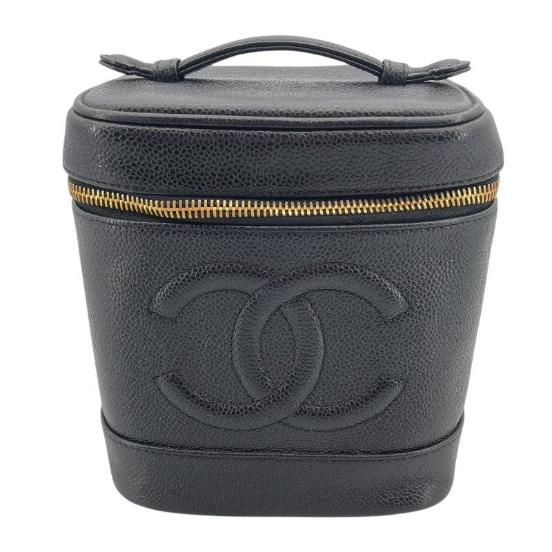シャネル CHANEL バニティ A01998 5番台 ブラック GD金具 キャビアスキン レディース ハンドバッグ