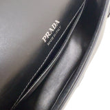 プラダ PRADA サフィアーノフラップバッグ 1BD249 ブラック　シルバー金具 サフィアーノレザー レディース ショルダーバッグ