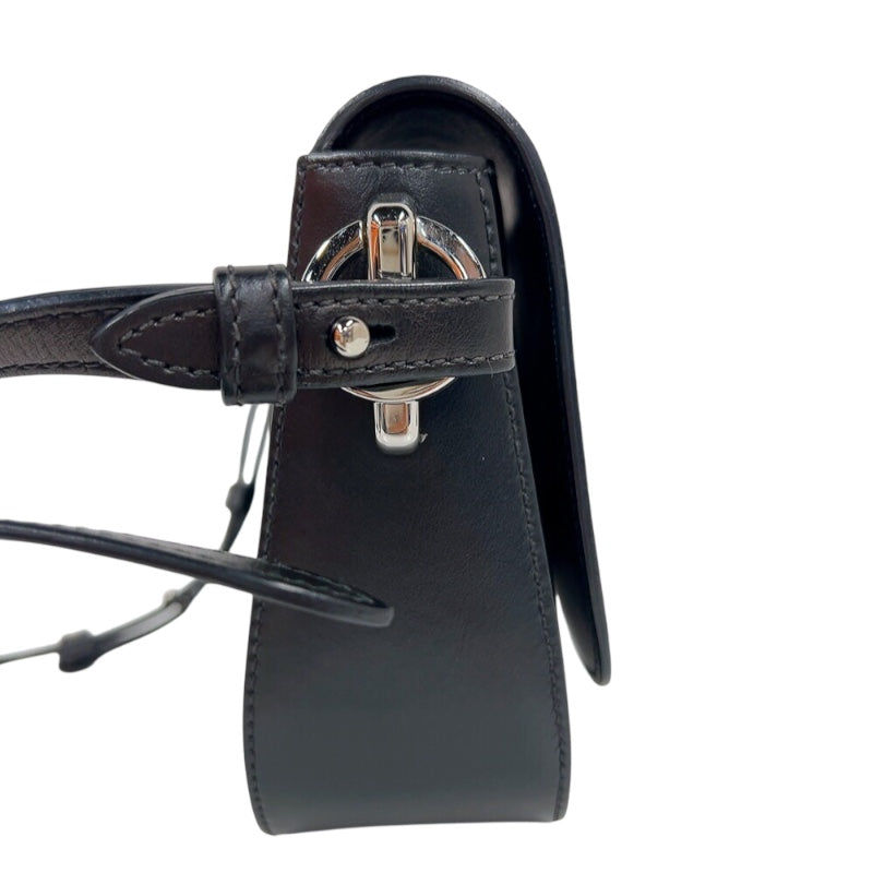 プラダ PRADA サフィアーノフラップバッグ 1BD249 ブラック　シルバー金具 サフィアーノレザー レディース ショルダーバッグ