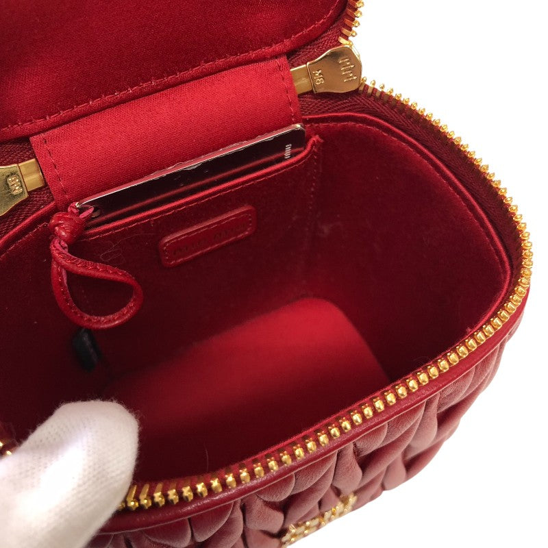 ミュウミュウ miu miu マテラッセレザー マイクロバッグ 5NR018 レッド ゴールド金具 ナッパレザー レディース ショルダーバッグ
