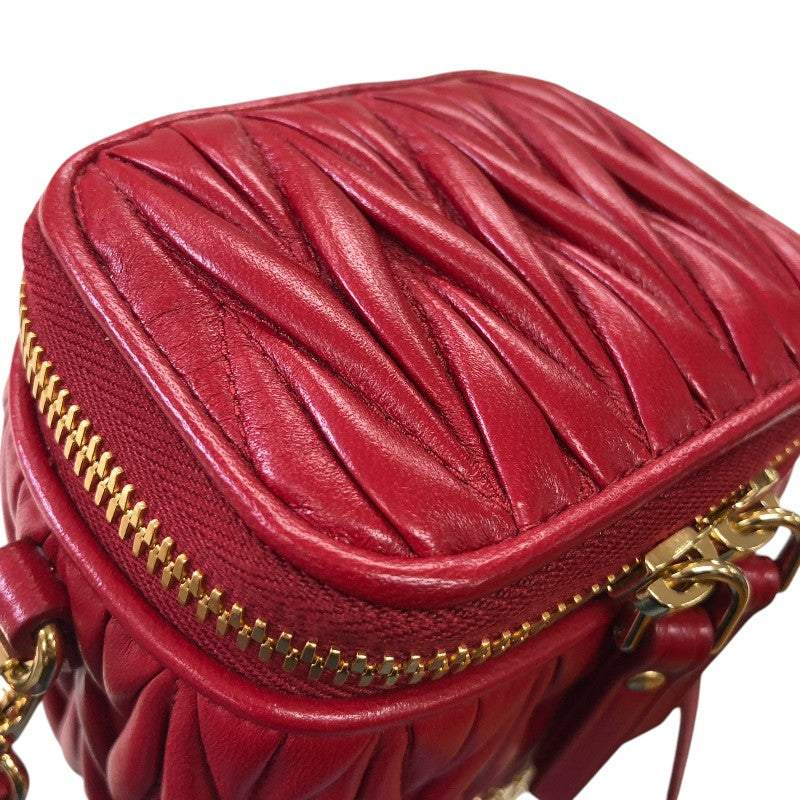 ミュウミュウ miu miu マテラッセレザー マイクロバッグ 5NR018 レッド ゴールド金具 ナッパレザー レディース ショルダーバッグ