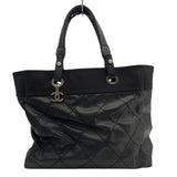 シャネル CHANEL パリビアリッツトートMM A34209　18番台 ブラック　シルバー金具 コーティングキャンバス レディース トートバッグ