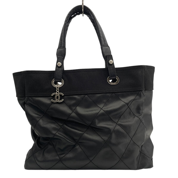 シャネル CHANEL パリビアリッツトートMM A34209　18番台 ブラック　シルバー金具 コーティングキャンバス レディース トートバッグ