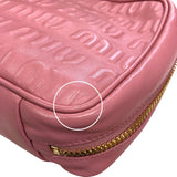 ミュウミュウ miu miu ロゴエンボス チェーンハンドバッグ 5BB114 ピンク ゴールド金具 ナッパレザー レディース ハンドバッグ