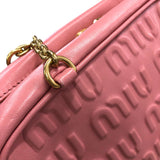 ミュウミュウ miu miu ロゴエンボス チェーンハンドバッグ 5BB114 ピンク ゴールド金具 ナッパレザー レディース ハンドバッグ