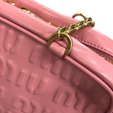 ミュウミュウ miu miu ロゴエンボス チェーンハンドバッグ 5BB114 ピンク ゴールド金具 ナッパレザー レディース ハンドバッグ