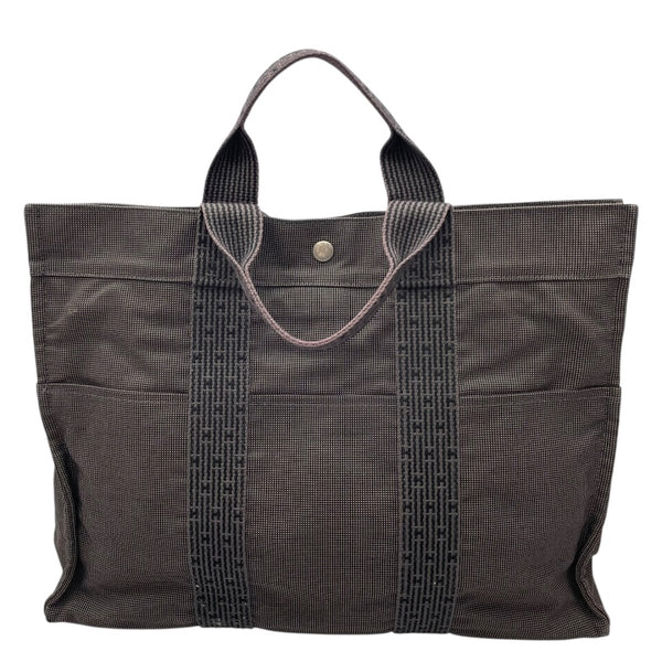 エルメス HERMES エールライントートMM グレー/SV金具 ナイロンキャンバス レディース トートバッグ