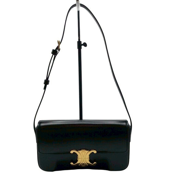セリーヌ CELINE ショルダーバッグ　クロード 194143 ブラック/GD シャイニーカーフ レディース ショルダーバッグ