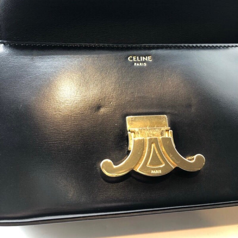 セリーヌ CELINE ショルダーバッグ　クロード 194143 ブラック/GD シャイニーカーフ レディース ショルダーバッグ
