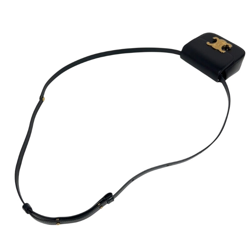 セリーヌ CELINE ミニ クロード 10I513 ブラック　ゴールド金具 ボックスカーフ レディース ショルダーバッグ