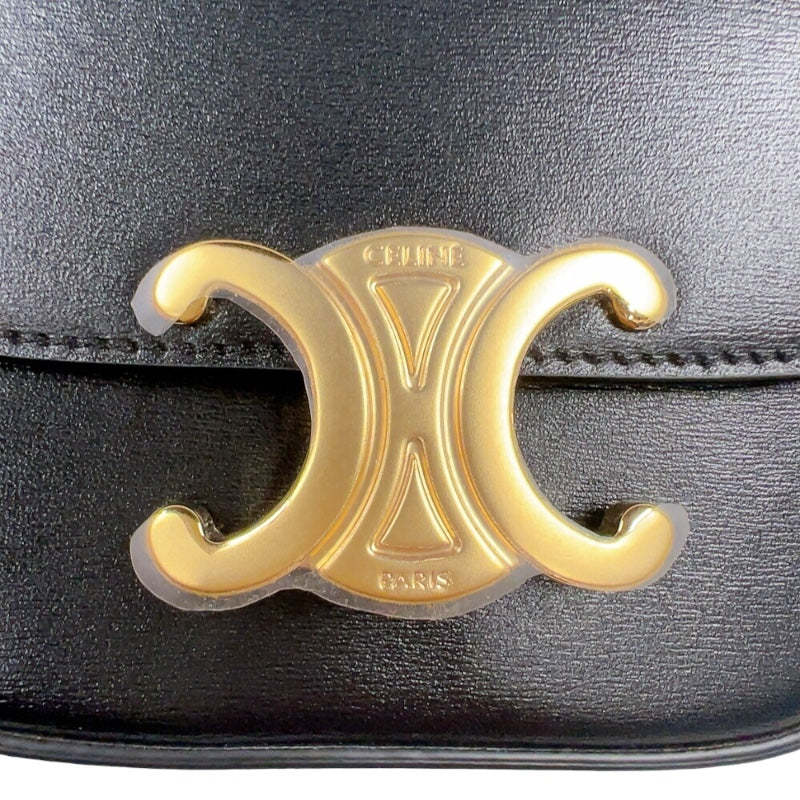 セリーヌ CELINE ミニ クロード 10I513 ブラック　ゴールド金具 ボックスカーフ レディース ショルダーバッグ