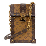 ルイ・ヴィトン LOUIS VUITTON ポシェット トランク ヴェルティカル  M67873 ブラウン　ゴールド金具 モノグラムリバース ユニセックス ショルダーバッグ
