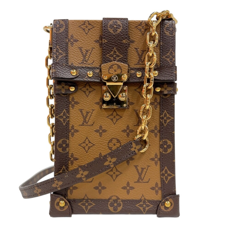 ルイ・ヴィトン LOUIS VUITTON ポシェット トランク ヴェルティカル  M67873 ブラウン　ゴールド金具 モノグラムリバース ユニセックス ショルダーバッグ