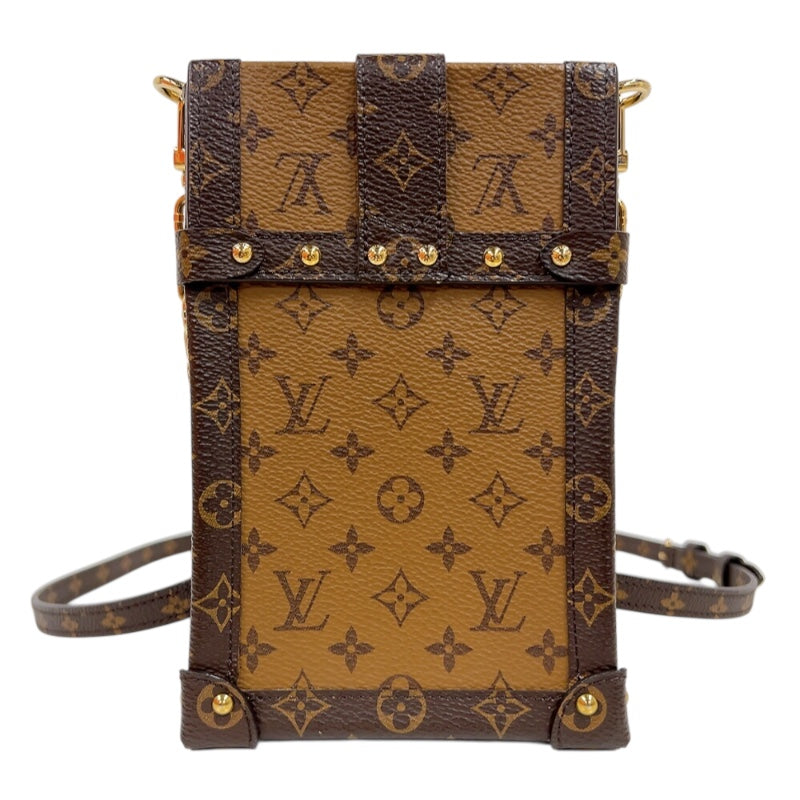 ルイ・ヴィトン LOUIS VUITTON ポシェット トランク ヴェルティカル  M67873 ブラウン　ゴールド金具 モノグラムリバース ユニセックス ショルダーバッグ