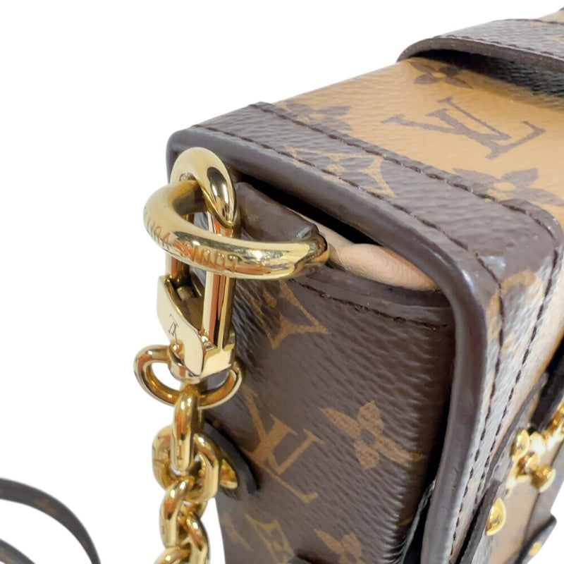 ルイ・ヴィトン LOUIS VUITTON ポシェット トランク ヴェルティカル  M67873 ブラウン　ゴールド金具 モノグラムリバース ユニセックス ショルダーバッグ