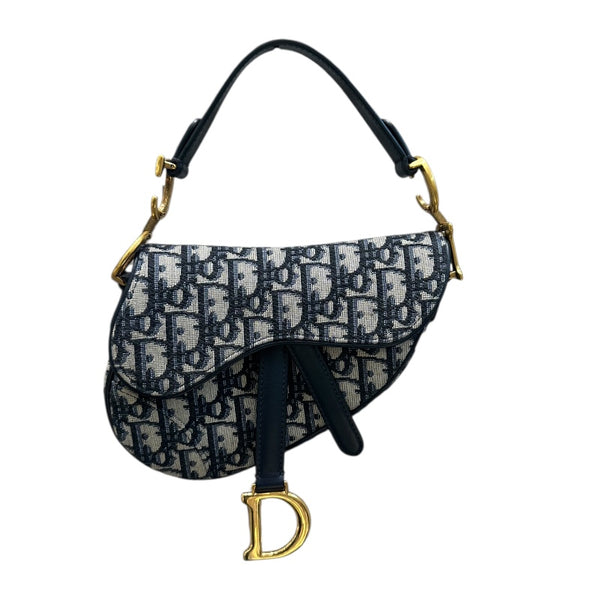 クリスチャン・ディオール Christian Dior サドルミニバッグ ネイビー オブリークジャガード ハンドバッグ