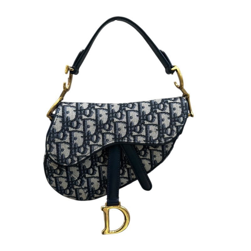 クリスチャン・ディオール Christian Dior サドルミニバッグ ネイビー オブリークジャガード ハンドバッグ