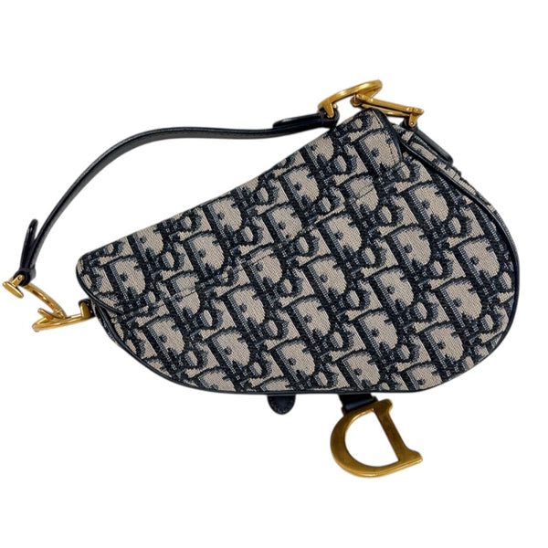 クリスチャン・ディオール Christian Dior サドルバッグ　ミニ M0456CTZQ ネイビー　ゴールド金具 キャンバス レディース ハンドバッグ