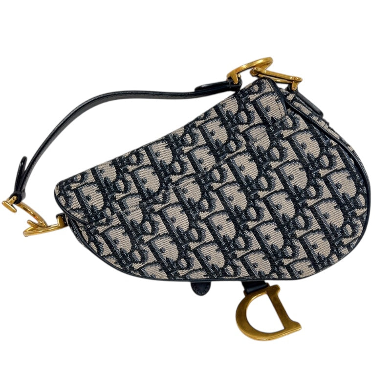 クリスチャン・ディオール Christian Dior サドルバッグ　ミニ M0456CTZQ ネイビー　ゴールド金具 キャンバス レディース ハンドバッグ