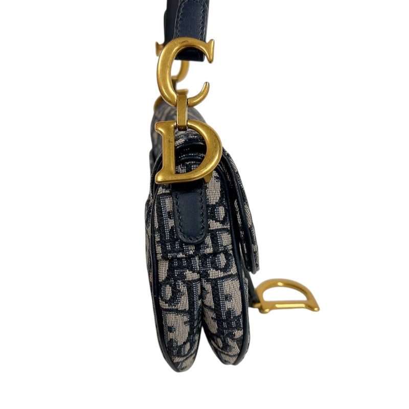 クリスチャン・ディオール Christian Dior サドルバッグ　ミニ M0456CTZQ ネイビー　ゴールド金具 キャンバス レディース ハンドバッグ