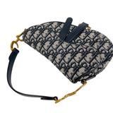クリスチャン・ディオール Christian Dior サドルバッグ　ミニ M0456CTZQ ネイビー　ゴールド金具 キャンバス レディース ハンドバッグ