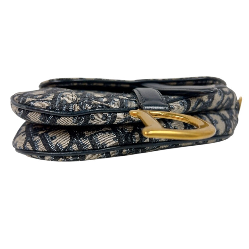 クリスチャン・ディオール Christian Dior サドルバッグ　ミニ M0456CTZQ ネイビー　ゴールド金具 キャンバス レディース ハンドバッグ