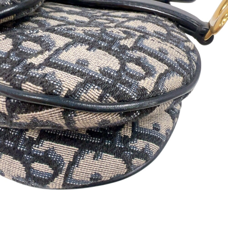 クリスチャン・ディオール Christian Dior サドルバッグ　ミニ M0456CTZQ ネイビー　ゴールド金具 キャンバス レディース ハンドバッグ