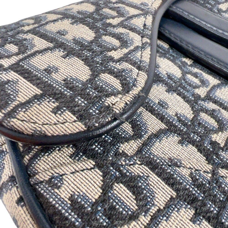 クリスチャン・ディオール Christian Dior サドルバッグ　ミニ M0456CTZQ ネイビー　ゴールド金具 キャンバス レディース ハンドバッグ