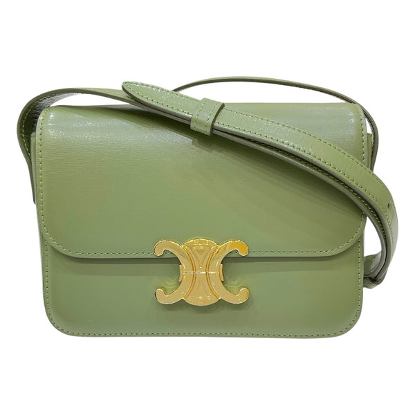 セリーヌ CELINE トリオンフ ショルダーバッグ カーキ シャイニー