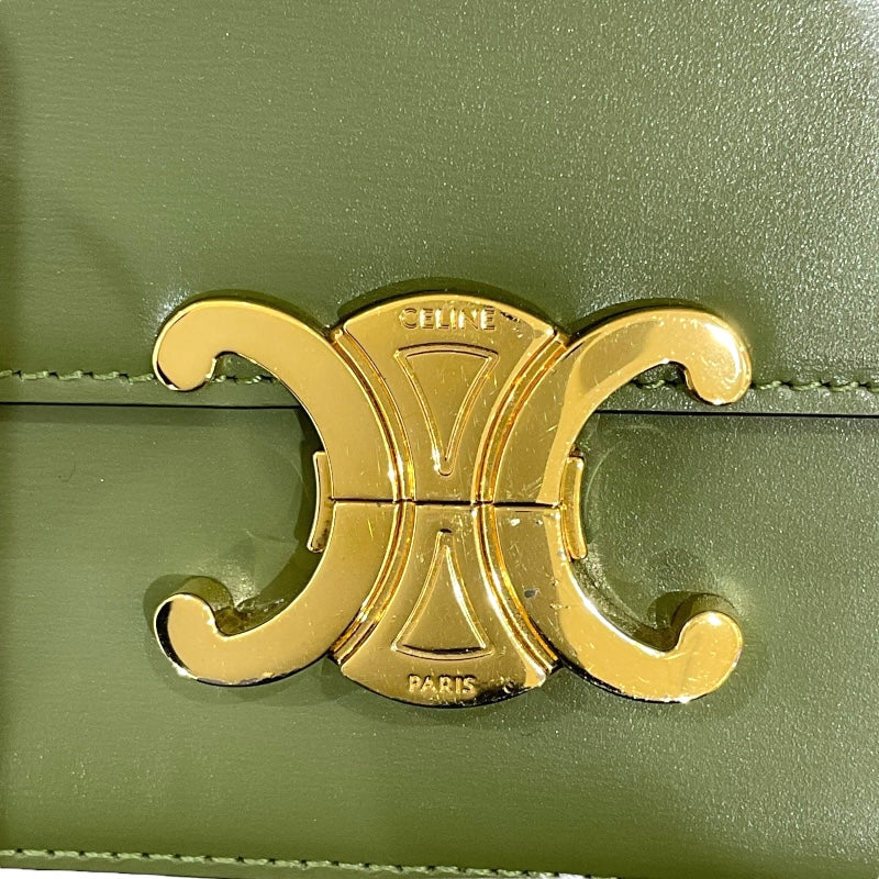 セリーヌ CELINE トリオンフ ショルダーバッグ カーキ シャイニーカーフ レディース ショルダーバッグ