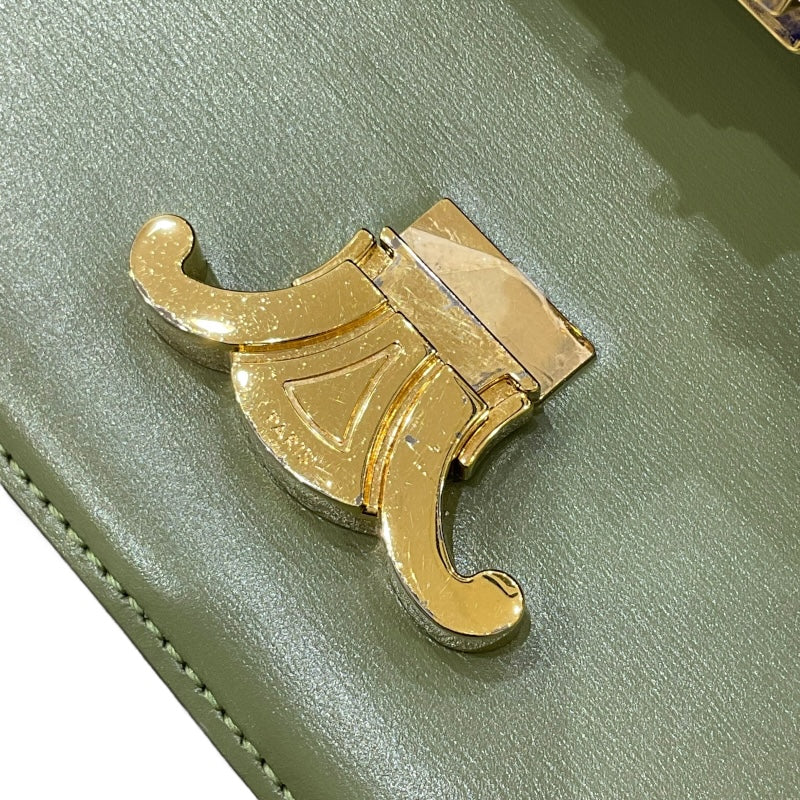 セリーヌ CELINE トリオンフ ショルダーバッグ カーキ シャイニーカーフ レディース ショルダーバッグ