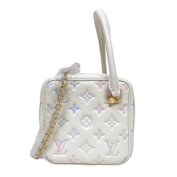 ルイ・ヴィトン LOUIS VUITTON スクエア・バッグ ホワイト ゴールド金具 モノグラム・エンボスレザー レディース ハンドバッグ ショルダーバッグ