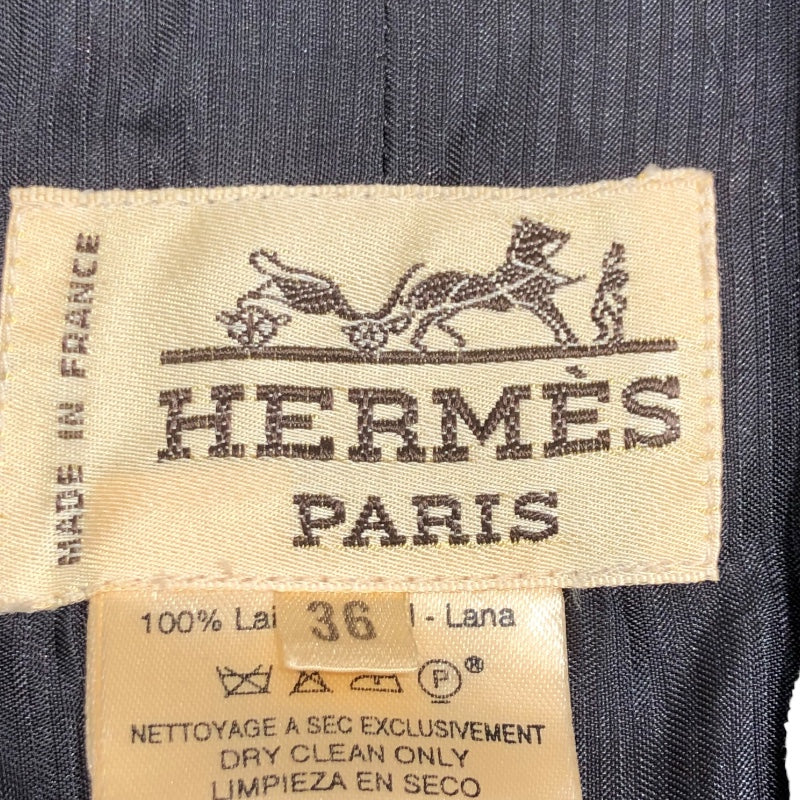 エルメス HERMES ベロアカラーウールジャケット ネイビー ウール レディース テーラードジャケット