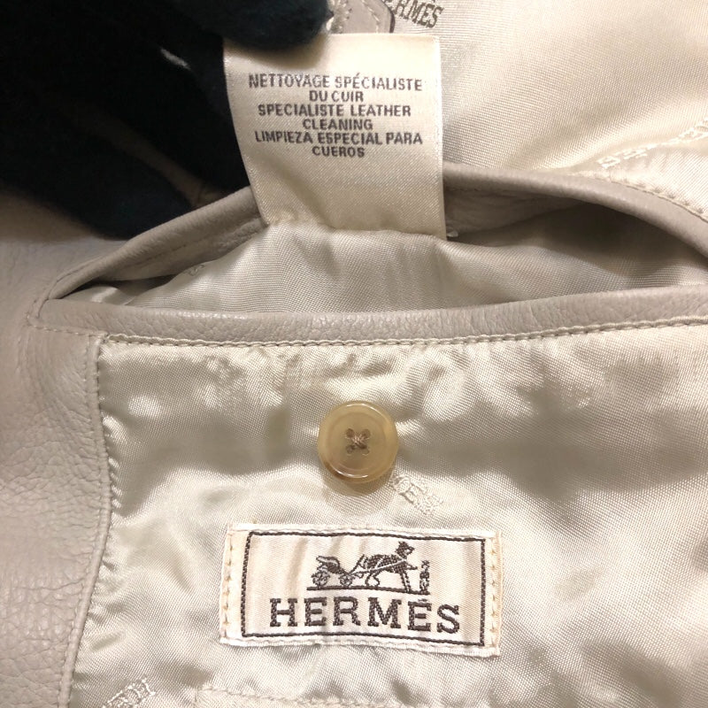 エルメス HERMES ディアスキン レザージャケット グレー ディア