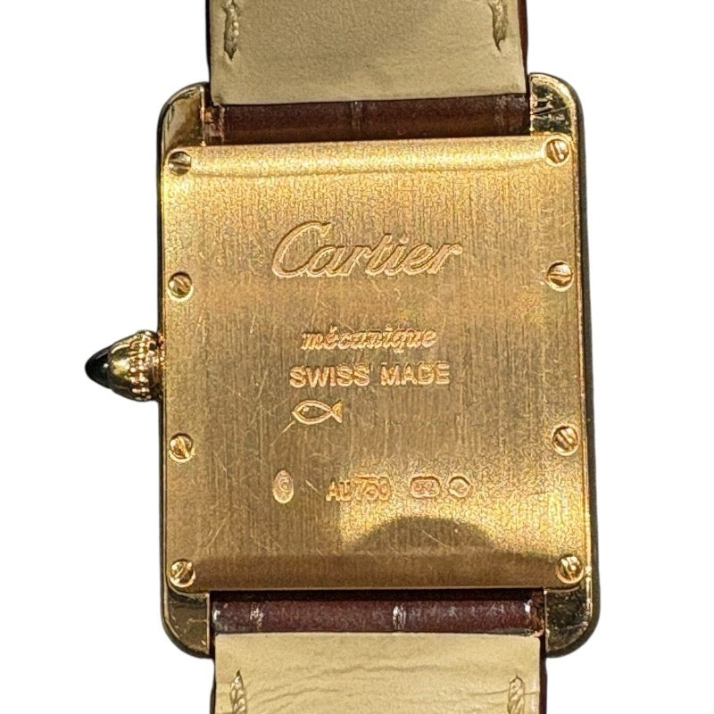 カルティエ Cartier タンク ルイ カルティエ LM WGTA0011 シルバー K18PG/革ベルト 手巻き メンズ 腕時計